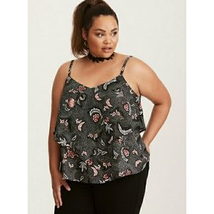 Torrid Floral Print Layered Crisscross Cami